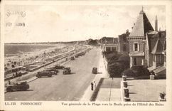 Pornichet - View of the Beach towards Baule taken of the Hotel of the Baths - car CPA