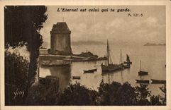 Saint Malo CPA der Hafen Saint Vater und das Solidor ragen hoch