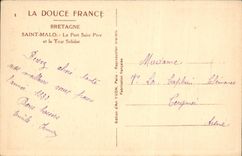 Saint Malo CPA der Hafen Saint Vater und das Solidor ragen hoch