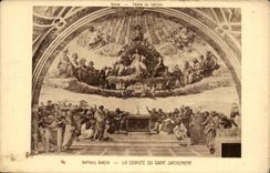 Raphael Sanzio CPA La dispute du Saint SAcrement Rome Roma Palais du Vatican