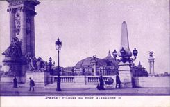 Paris CPA Pylons of the Bridge Alexandre III