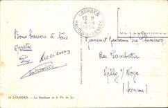 CPA Lourdes the basiliquet and the peak of Jer