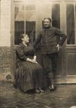 Real photo Adrien Thibault Germaine Ballat 98 place Gambetta Lisieux August 8th 1915 (militaria soldier)