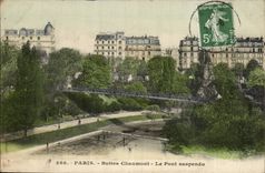 Paris CPA Chaumont Hillocks the suspended bridge