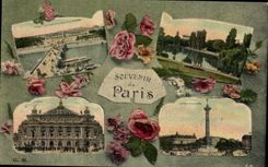 Paris CPA Souvenir (opera Bastille Pont Alexandre III)