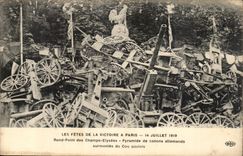Partys Paris-CPA des Sieges hat Paris 14 Juli 1919 Rond Punkt der Champs Elysees-Pyramide des deutschen Gewehrhahnes