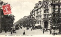 Paris CPA Boulevard des Italiens et le cafe Riche