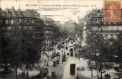 Paris CPA Avenue de l'opera prise de l'hotel du Louvre