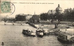 Paris CPA View on the Seine taken of the bridge of the Carousel