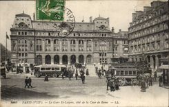 Paris CPA Train station St Lazare dimensions Court of Rome