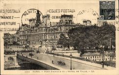 Paris CPA Pont d'Arcole et hotel de ville