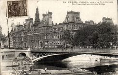 Paris CPA Pont d'Arcole et hotel de ville