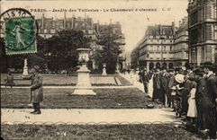 Paris CPA Jardin des Tuileries Le charmeur d'oiseaux TOP