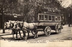 Paris CPA the Omnibus means of transport has 3 horses (general Co) (motor vehicle Menilmontant Gare Montparnasse