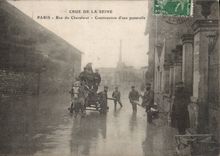 Paris CPA Inondations 1910 Rue du Chevaleret Construction d'une passerelle
