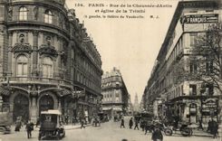 Paris CPA Rue de la Chausse d'Antin et eglise de la Trinite