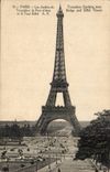 Paris CPA Gardens of Trocadero and Eiffel Tower Bridge of iena