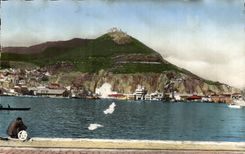 Algeria Oran CPA the old port and the mountain of Santa Cruz