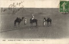 Szenen Algerien-CPA und Standardsanddunen in der Wuste (cahmeaux Kamel)