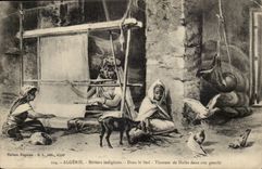 Algeria CPA Scenes and standard indigenous trades In the south Tissseuse de Haiks in its gourbi
