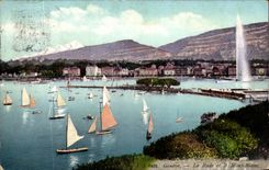 Switzerland CPA Geneva roads and the Mount Blanc