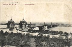 Deutschland CPA GRuss aus Mainz Strassenbrucke
