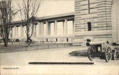 The United States CPA Annapolis MANDELEVIUM Colonnade and Filipino Gun Naval academy gun