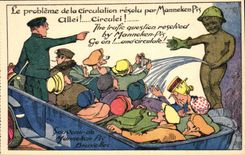 Belgie Belgique CPA Manekken Pis Le probleme de la circulation resolu Allei Circulei !