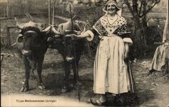 Ariège CPA Bethmalaise Cows Oxen Breeding (folklore costume)
