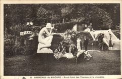 Bagneres de Bigorre CPA Round point of the Thermal baths and Youth