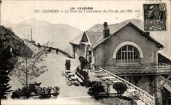 CPA Lourdes Train station of the funicular of the Peak of Jer (950m)