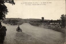 The isle Adam CPA edges of the oise locks the landing stage and the beach