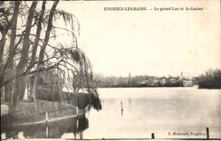 Enghien les Bains CPA the large lake and the casino