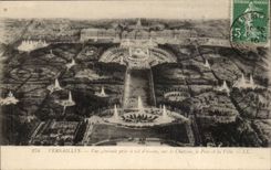 Versailles CPA View taken has flight of bird on the castle the park and the city