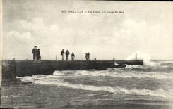 Surroundings of Montpellier Palavas Floods CPA the pier a heavy swell