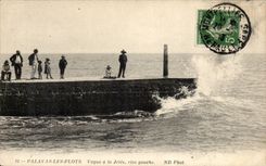 Surroundings of Montpellier Palavas Vague Floods CPA with the pier left bank