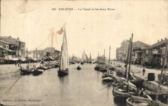 Palavas Floods CPA the canal and two banks