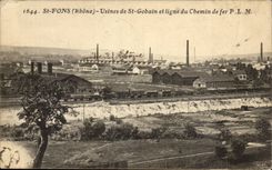 St Fons CPA Factories of St Gobain and railway line PLM