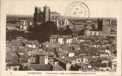 Narbonne - Panorama in Richtung zur Kathedrale Saint gerade - CPA