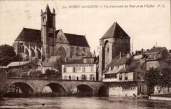 Moret sur Loing CPA Vue d'ensemble du pont de l'eglise (vignette sante BcG Tuberculose)