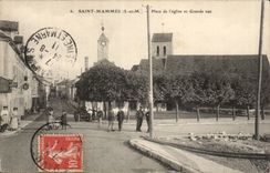 Saint Mammes - Place of the Church and Main street CPA