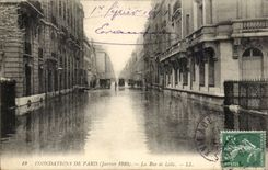Raw Paris CPA of the Seine 1910 Rue Floods of Lille