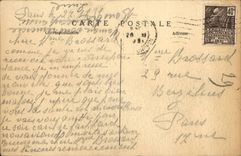 Paris CPA In the gardens of Trocadero (Eiffel Tower)