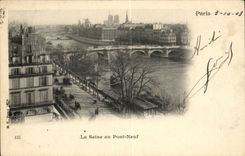 Paris CPA La Seine au pont neuf