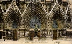 Reims CPA the cathedral the large gate
