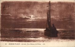 Berck Beach CPA Arrival of a boat of sin