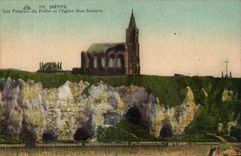 Dieppe CPA Klippen von Pollet und von Kirche guten Hilfe