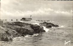 Sande des olonne CPA gesehen auf die Verdammung (ligthhouse Scheinwerfer)