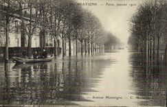 Raw CPA Floods of the Seine Paris Montaigne Avenue