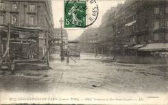 Paris - 8 - the Great Rising of the Seine January 1910 - Hotel Termunus and Rue Saint Lazare - CPA